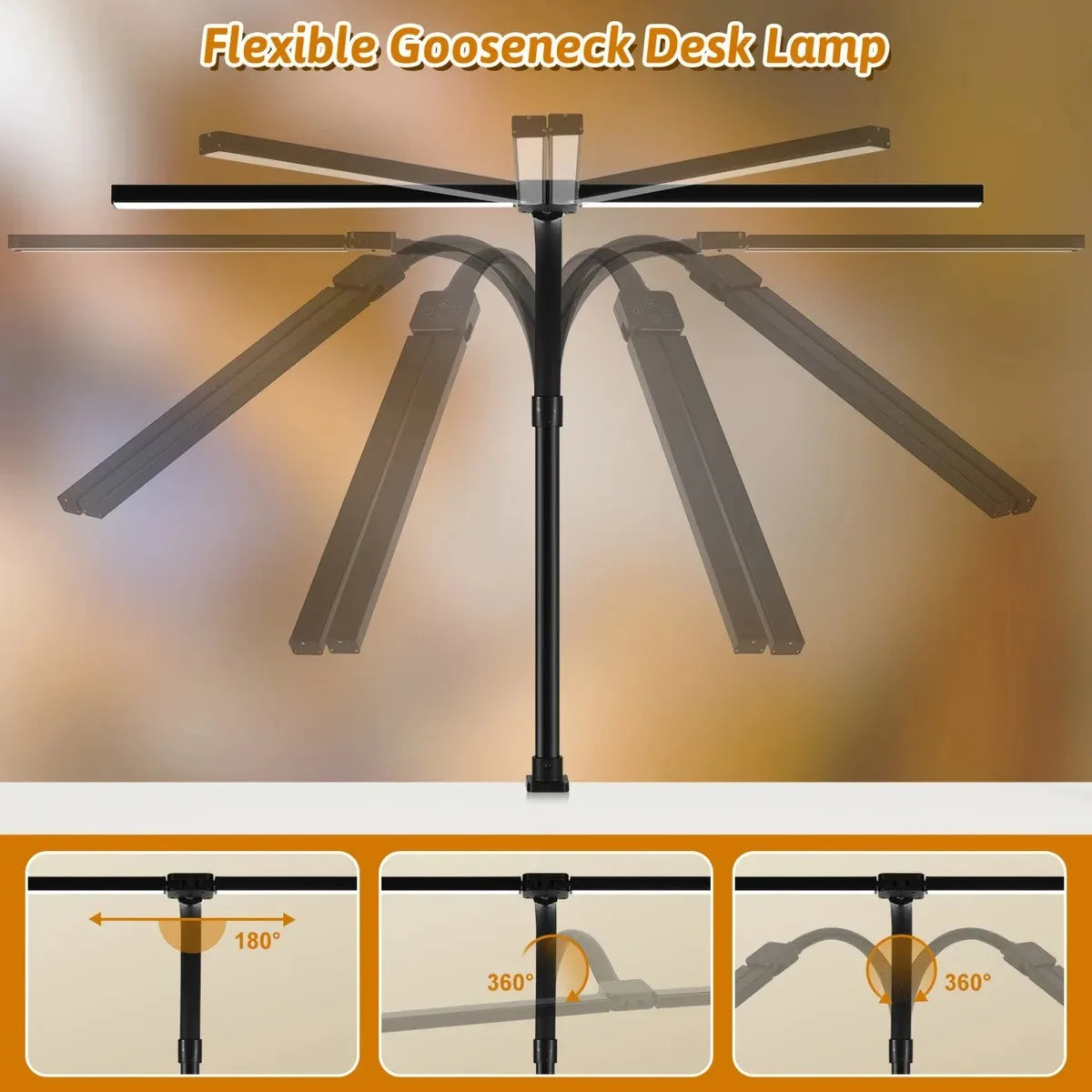 Modern LED Desk Lamp for Home Office - Stepless dimmable & Adjustable positioning