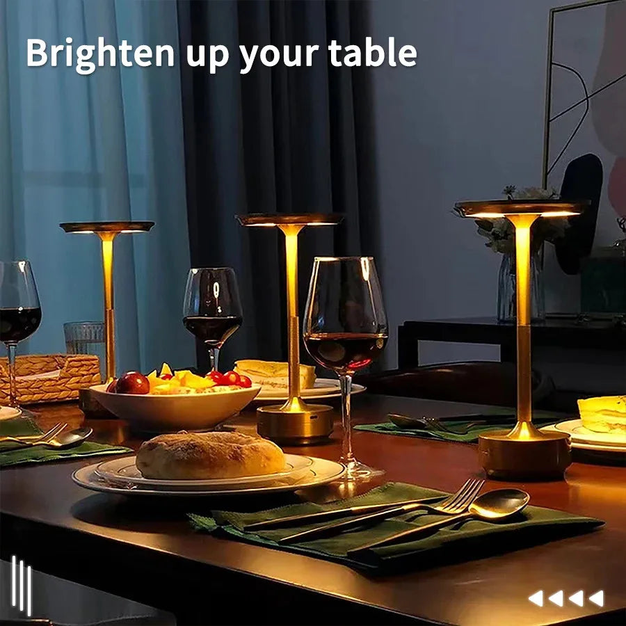 Retro LED Desk Lamp for Home - Rechargeable battery & Wireless charging