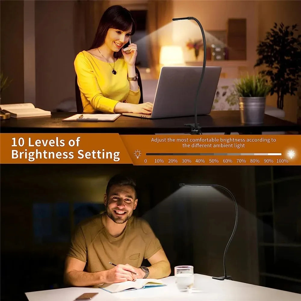 Modern LED Desk Lamp for Home Office - Stepless dimmable & Adjustable positioning