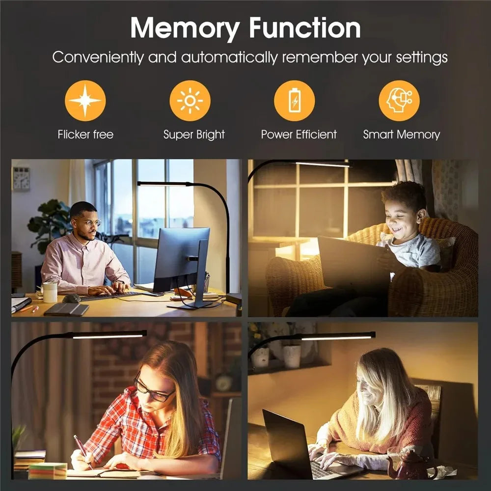 Modern LED Desk Lamp for Home Office - Stepless dimmable & Adjustable positioning