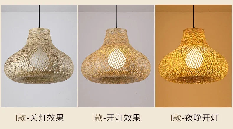 Modern Pendant Chandelier for Bedroom - Handwoven bamboo/rattan