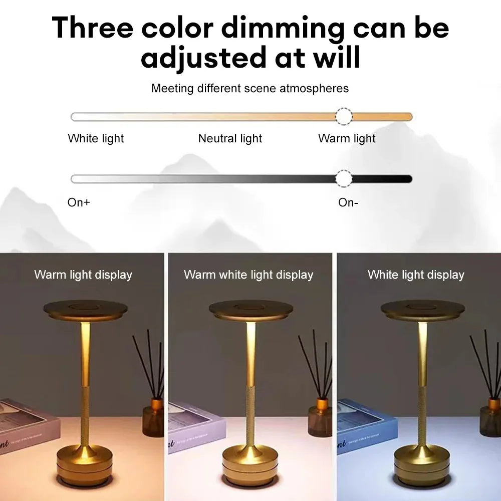 Retro LED Desk Lamp for Home - Rechargeable battery & Wireless charging